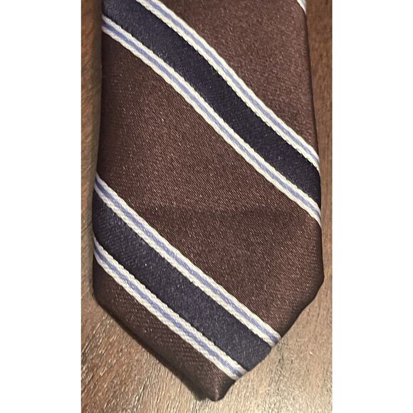 U.s. Polo Assn. Brown Blue 100% Silk Men’s Neck Tie Made In China - Picture 6 of 9